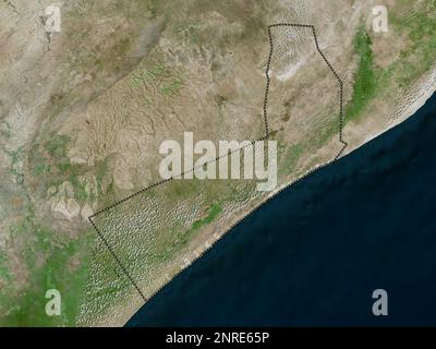 Shabeellaha Hoose, regione della Somalia continentale. Mappa satellitare ad alta risoluzione Foto Stock