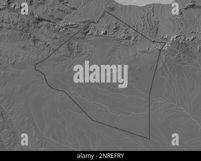 Maroodi Jeex, regione del Somaliland. Mappa altimetrica bilivello con laghi e fiumi Foto Stock