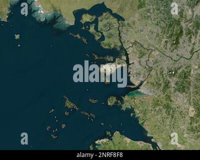 Incheon, città metropolitana della Corea del Sud. Mappa satellitare a bassa risoluzione Foto Stock