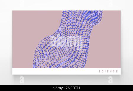 Un'onda formata da molte particelle. Struttura della membrana cellulare in movimento. Background scientifico per la medicina, la scienza, la tecnologia o la chimica. 3D astrac Illustrazione Vettoriale