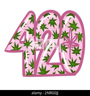 felice 420. è tempo di fumare. frase vettoriale cannabis e marijuana Illustrazione Vettoriale