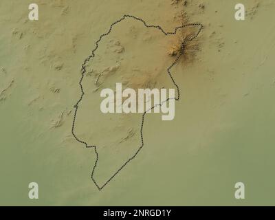 Darfur centrale, stato del Sudan. Mappa di altitudine colorata con laghi e fiumi Foto Stock