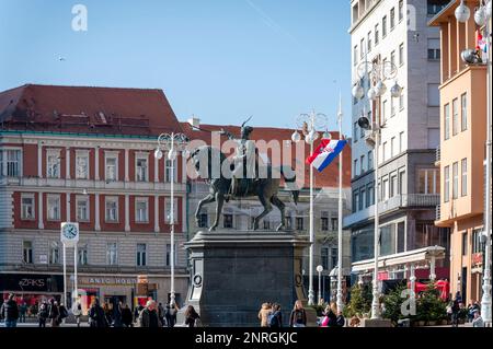 Piazza Ban Josip Jelačić, Zagabria, Croazia Foto Stock