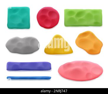 Plastilina. Forme geometriche colorate di plastilina decente vettore modelli realistici Illustrazione Vettoriale