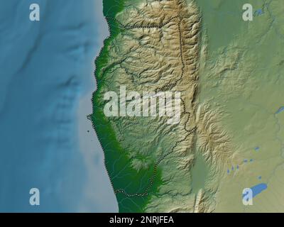 Tartus, provincia di Siria. Mappa di altitudine colorata con laghi e fiumi Foto Stock