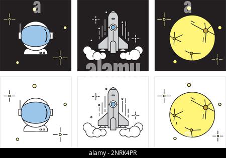 Set icone vettore astronomico. Spazio e pianeti icona vettoriale illustrazione.Scienza spaziale e simboli Astrologia. Icona dell'universo. Illustrazione Vettoriale