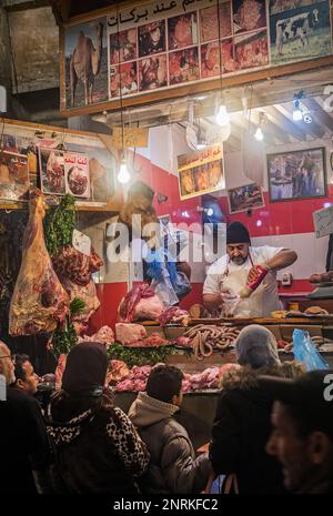 Macelleria, la medina di Fez. Il Marocco Foto Stock