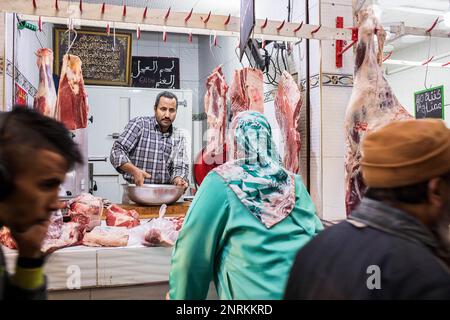 Macelleria, la medina di Fez. Il Marocco Foto Stock