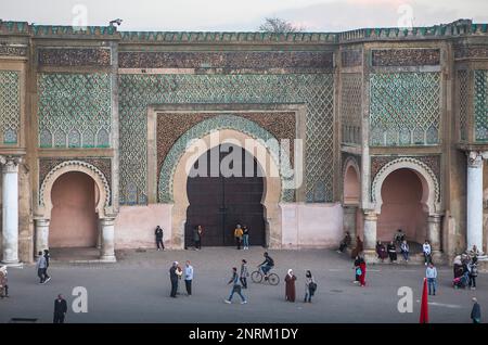 Bab el-Mansour Gate, Meknes. Il Marocco Foto Stock