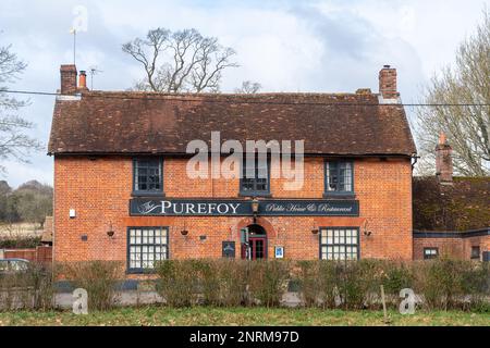 Il pub Purefoy Arms a Preston Candover Village, Hampshire, Inghilterra, Regno Unito Foto Stock