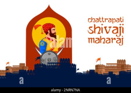 Illustrazione di Chhatrapati Shivaji Maharaj, il grande guerriero di Maratha da Maharashtra India Illustrazione Vettoriale