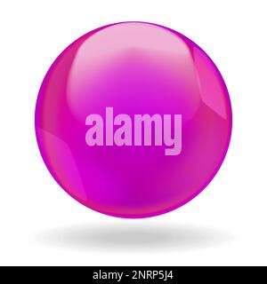 Bolla rosa calda lucida o goccia rotonda isolata su sfondo bianco Illustrazione Vettoriale