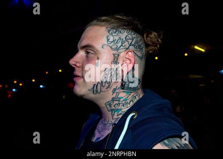 Artista e collezionista sconosciuto al 12th International London Tattoo Convention 2016, Tobacco Docks, Wapping, Londra. E2, REGNO UNITO. 25th settembre 2016 Foto Stock