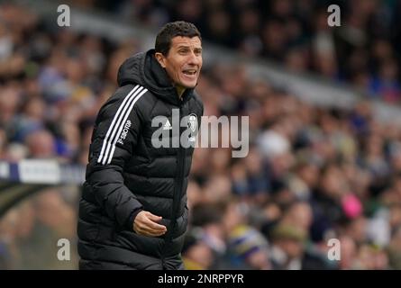 Foto del file datata 25-02-2023 di Javi Gracia, che non ha alcuna intenzione di sacrificare la fa Cup nel suo tentativo di mantenere Leeds nella Premier League. Data di emissione: Lunedì 27 febbraio 2023. Foto Stock