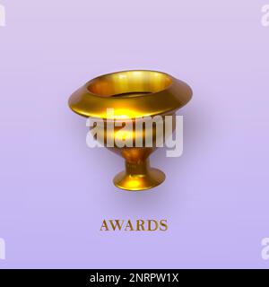 premio coppa trofei 3d oro. trofeo 3D Cartoon vincitori trofeo Champion Cup. Illustrazione Vettoriale