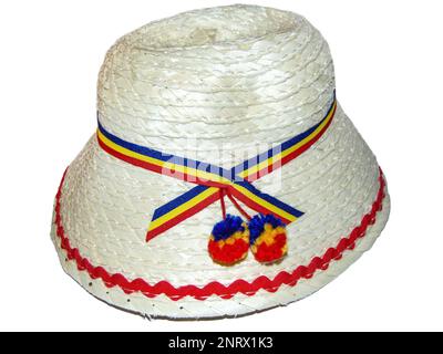 Cappello tradizionale di paglia dalla contea di Maramures, Romania Foto Stock