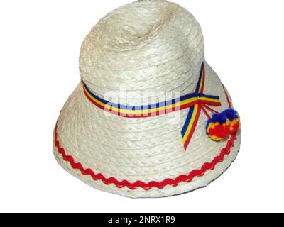 Cappello tradizionale di paglia dalla contea di Maramures, Romania Foto Stock