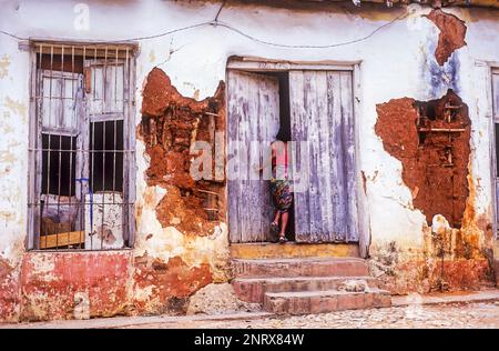 Scena di strada, in Juan Manuel Vazquez street, Trinidad, Cuba Foto Stock