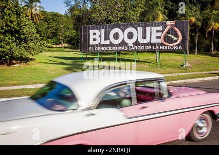 Propaganda Politica, circa il blocco, La Habana, Cuba Foto Stock