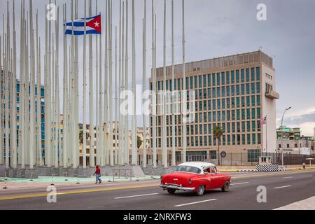 Foresta di flag, in anti-imperialista Tribune Jose Marti e Ambasciata degli Stati Uniti d'America,138 bandiere nella foresta delle bandiere sono state ri Foto Stock