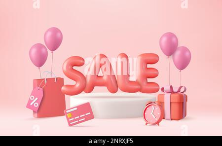 3D Grande sconto vendita banner design Illustrazione Vettoriale