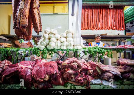 La Merced mercato, macelleria, Città del Messico, Messico Foto Stock