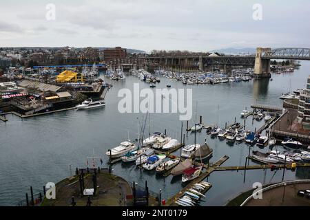 Granville Island e False Creek a Vancouver, British Columbia, Canada Foto Stock