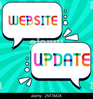 Aggiornamento del sito Web per la visualizzazione dei segnali. Vetrina aziendale mantenere la pagina web e i contenuti aggiornati e alla moda Foto Stock