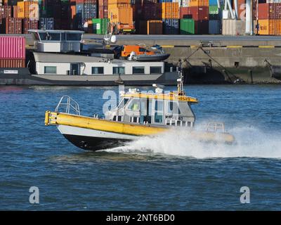 KRVE61 è un peschereccio pilota ad alta velocità, visto qui nel porto di Rotterdam, nei Paesi Bassi. Foto Stock