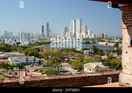 Panorama dal castello di San Felipe de Barajas. Cartagena de Indias. Bolivar. Colombia Foto Stock