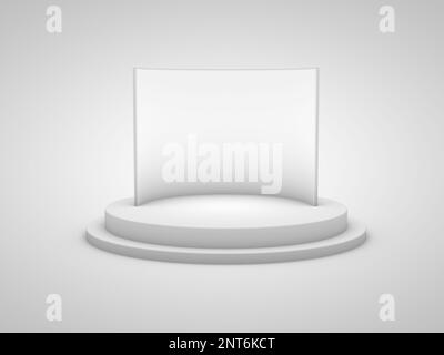 Podio bianco rotondo per la presentazione dei prodotti. Illustrazione del rendering 3D Foto Stock