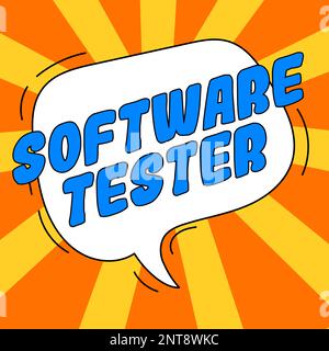 Didascalia di testo che presenta Software Tester. Word per implementato per proteggere il software da attacchi dannosi Foto Stock