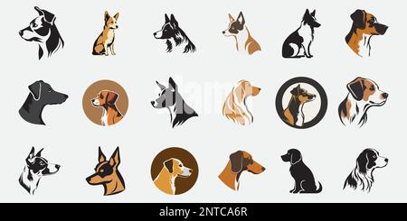 Diversi tipi di cani vettoriali da cartoni animati Illustrazione Vettoriale