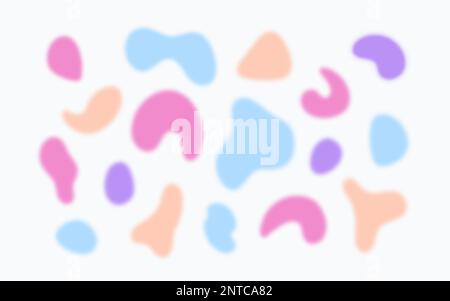 Forme vettoriali organiche astratte con effetto aura Y2K. Colori olografici contemporanei fluidi Blobs decorazione casuale collezione di elementi Illustrazione Vettoriale