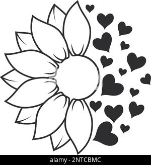 Sunflower Clipart | Sunflower SVG | Sunflower SVG file di taglio | Sunflower Vector file di taglio | Flower SVG file di taglio | Floral SVG Illustrazione Vettoriale