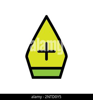 Icona della linea del cappello papale isolata su sfondo bianco. Icona sottile nera piatta sullo stile moderno. Simbolo lineare e tratto modificabile. PE semplice e pixel Illustrazione Vettoriale