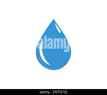 Forma goccia d'acqua. Logo Blue Water Drop. Goccia d'acqua o di olio. Disegno e illustrazione del vettore icona piatta gocciolina di acqua piovana fresca. Illustrazione Vettoriale