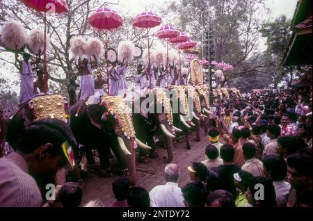 Festival del Pooram a Thrissur Trichur, Kerala, India del Sud, India, Asia Foto Stock