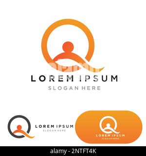 Letter Q Queen Logo Design ispirazione per il business e l'azienda. Illustrazione Vettoriale