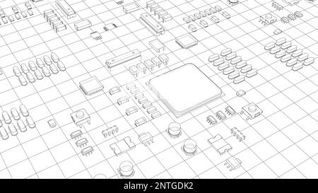Circuito stampato elettrico, chip vari Foto Stock