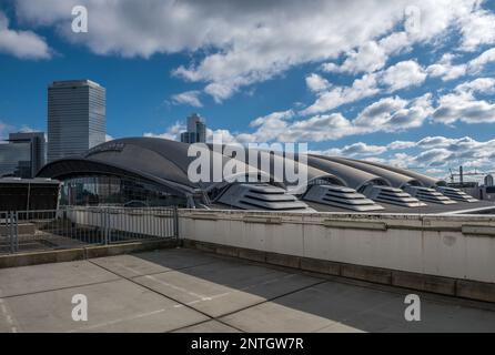 Centro fieristico Francoforte, panoramica dell'area esterna Foto Stock