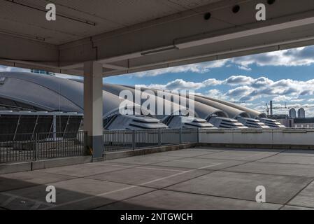 Centro fieristico Francoforte, panoramica dell'area esterna Foto Stock