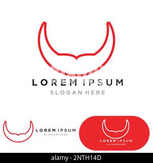 Logo astratto Shield bull, icona con logo HORN badge Illustrazione Vettoriale