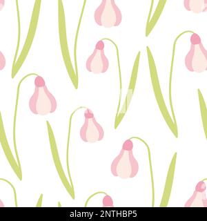 Motivo senza cuciture vettoriale per fiori di nevicata Illustrazione Vettoriale