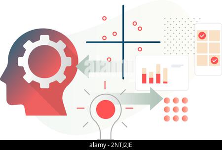 Modelli di intelligenza artificiale e apprendimento automatico per l'implementazione aziendale - Stock Illustration come file EPS 10 Illustrazione Vettoriale