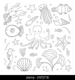 Set di grandi animali marini Illustrazione Vettoriale