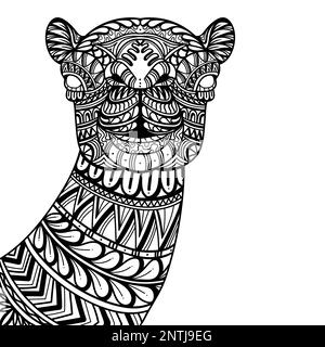 Cammello testa mandala zentangle colorazione pagina illustrazione per la vostra azienda o marca Illustrazione Vettoriale