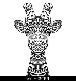 Giraffe testa mandala zentangle colorazione pagina illustrazione per la vostra azienda o marca Illustrazione Vettoriale