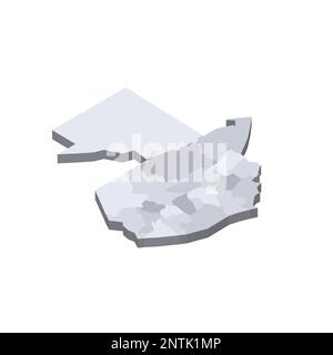 Guatemala carta politica delle divisioni amministrative - dipartimenti. Mappa vettoriale vuota isometrica 3D in tonalità di grigio. Illustrazione Vettoriale