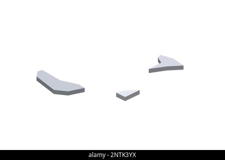 Comore carta politica delle divisioni amministrative - isole autonome. Mappa vettoriale vuota isometrica 3D in tonalità di grigio. Illustrazione Vettoriale